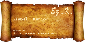 Szabó Karion névjegykártya